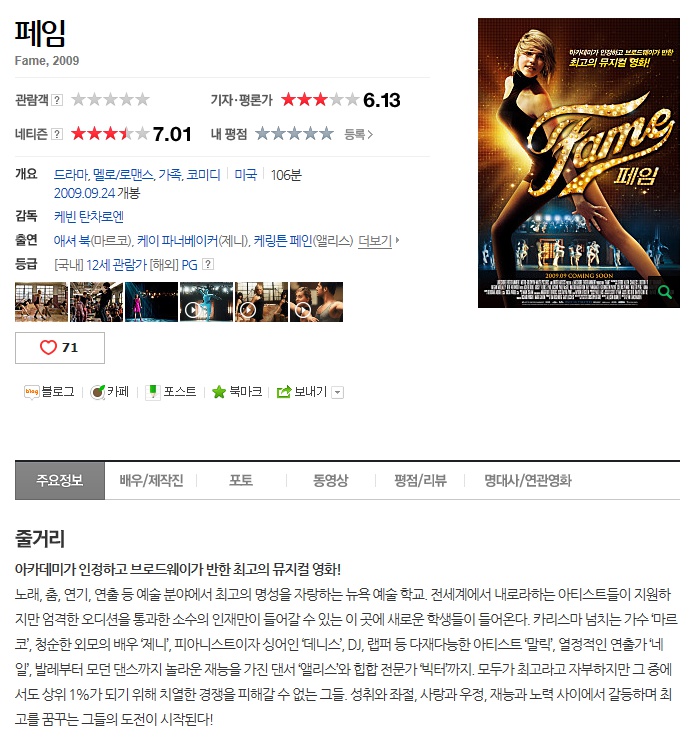 Subtitles for Movie: Fame 2009