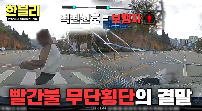 왕복 8차로에서.. 겁을 상실한 질주! 무단횡단의 위험성