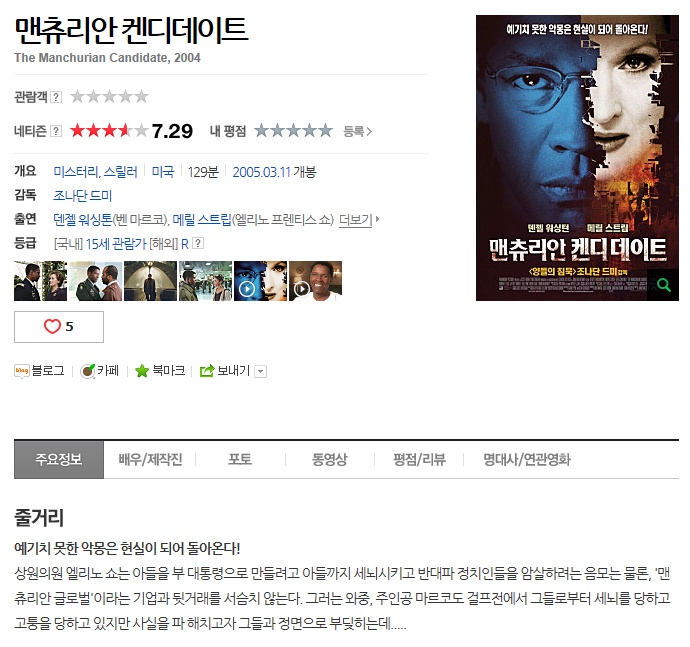 맨츄리안 켄디데이트(2004) 토렌트 맨츄리안 켄디데이트(2004) 토렌트